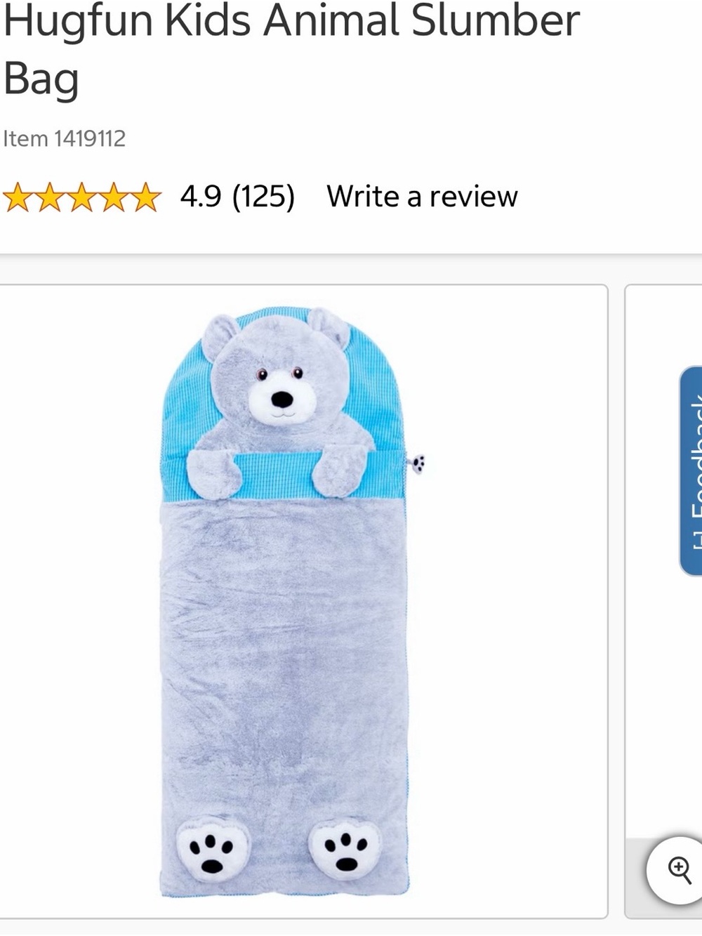 Kids Blue Bear Slumber Bag sleeping bag for a kid in good conditions.